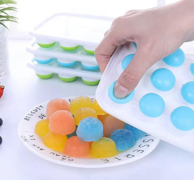 JIGGL Silicone Ice Ball Trays – 4 Pcs with Lids for Freezer, Juices & Mocktails Multicolor Silicone Ice Cube Tray(Pack of4)