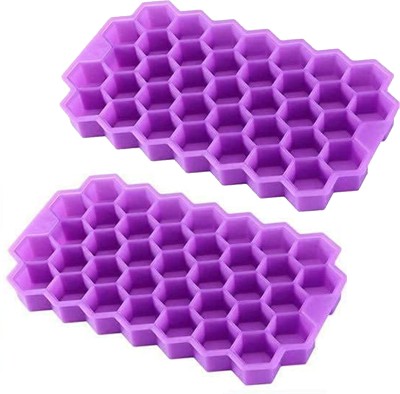 Smiling Cart Hexagonal Shape 37 Lattice Silicone Ice cube trays for freezer Blue 2pcs Multicolor Silicone Ice Cube Tray(Pack of2)