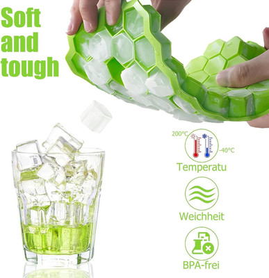 Brtrader Ice Cube Tray for Freezer Silicone Ice Cubes Maker Trays Mould Fridge Multicolor Silicone Ice Cube Tray(Pack of1)