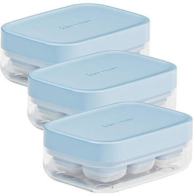KESHU ENTERPRISE 6 Compartment Ice Making Mold Box (blue/ pack of 3) Blue Plastic Ice Cube Tray(Pack of3)