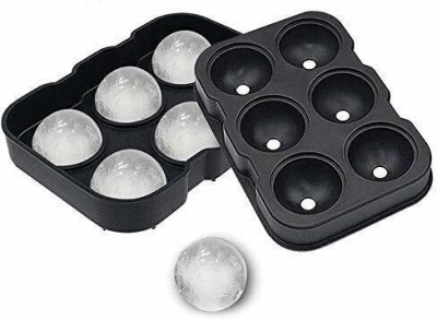 StayWay Flexible Hot Silicone Spherical 6 Round Ball Ice Cube Tray Black Silicone Ice Ball Tray(Pack of2)