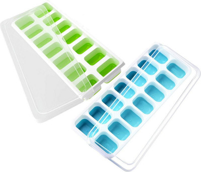 JIGGL 2-Pack Silicone Ice Tray – With Lid, BPA-Free, Stackable Multicolor Silicone Ice Cube Tray(Pack of2)