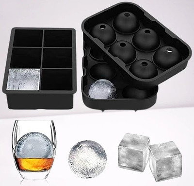 lecomby Black Silicone Ice Cube Tray(Pack of2)