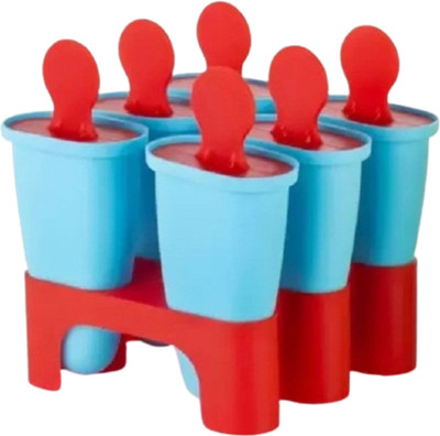 Homzview Ice Cream Maker / Kulfi Mould / Popsicle Mould/ Ice Maker Blue, Red Plastic Ice Cube Tray(Pack of1)