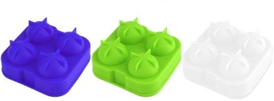 Hoaxer Reusable Ice Ball Tray - 4 Round Spheres Multicolor Silicone Ice Ball Tray(Pack of3)