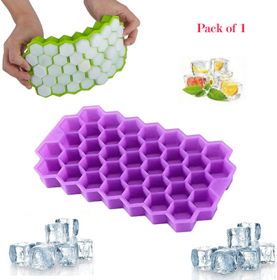 Smiling Cart Honeycomb Shape Kitchen Multicolor Silicone Ice Cube Tray 1Pcs Green Silicone Ice Cube Tray(Pack of1)