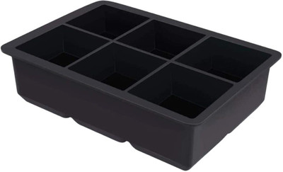 zellusty 6 Big Ice Mold Giant Silicone Ice Cube Square Tray Mold Ice Maker 1 Pcs (Black) Black Silicone Ice Cube Tray(Pack of1)