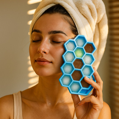 VALUESPHARE Blue, Green Silicone Ice Cube Tray(Pack of1)