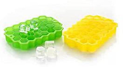 Pyarana Flexible Silicone Honeycomb Design 37 Cavity Ice Cube Tray Multicolor Silicone Ice Cube Tray(Pack of2)