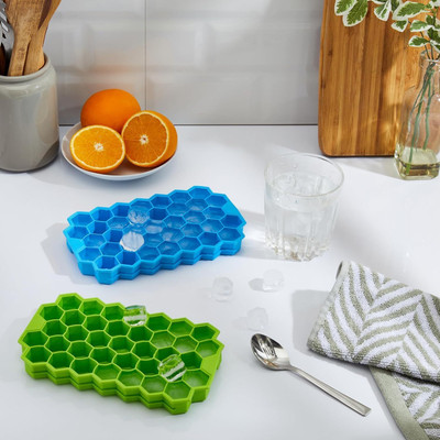 SHOPDROP Honeycomb Ice Cube Trays, Set of 1, Silicone Hexagonal Ice Moulds Blue, Green Silicone Ice Cube Tray(Pack of1)