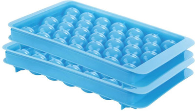 Ruwaza Round Ice Ball Tray with Lid | Easy Release | For Juice, Cocktails & Whiskey Blue Plastic Ice Cube Tray(Pack of1)