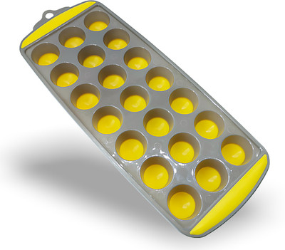 Yopah Easy Push Premium Pop-Up Ice Cube Tray, with Flexible Silicon Bottom Yellow Silicone, Plastic Ice Cube Tray(Pack of1)