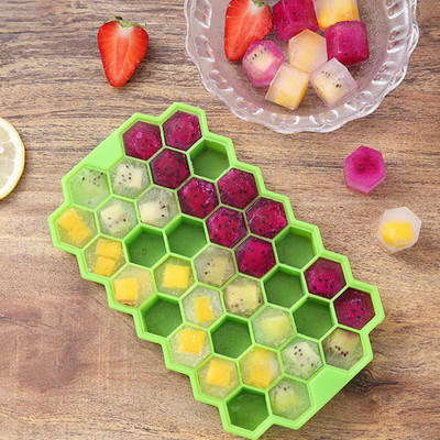 KETMORS ENTERPRISES Silicone Ice Cube Molds with Flexible 37-Ice Trays Green Silicone Ice Cube Tray(Pack of1)