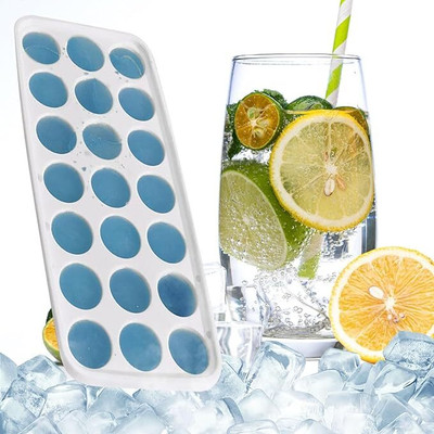 RG CREATION Blue, White Plastic, Silicone Ice Cube Tray(Pack of1)