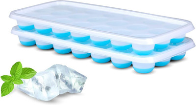 Masox Store Silicone Ice Tray with Lid – Pack of 2, 21 Ice Cube Each Multicolor Silicone Ice Cube Tray(Pack of2)