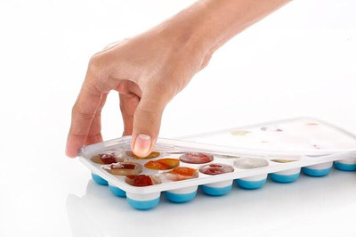 JUICIQ Ice Cube Tray – Round Ice Molds for Flavored & Clear Ice (Pack of 1, Blue) Blue Silicone Ice Cube Tray(Pack of1)