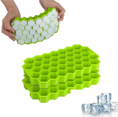 PINGALAKSHA Silicone Ice Cube Tray with Lid Green Silicone Ice Cube Tray(Pack of1)
