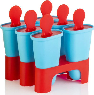 Jensi Enterprise Frozen Ice Cream Moulds Tray Food Reusable Ice Kulfi Candy Ice Lolly Mold Red, Blue Plastic Ice Cube Tray(Pack of1)