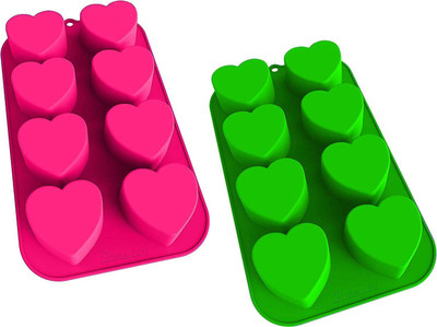 DHONI Heart-Shaped Ice Trays, Silicone Ice Tray for Freezer With Lid Pink, Green Silicone Ice Cube Tray(Pack of2)