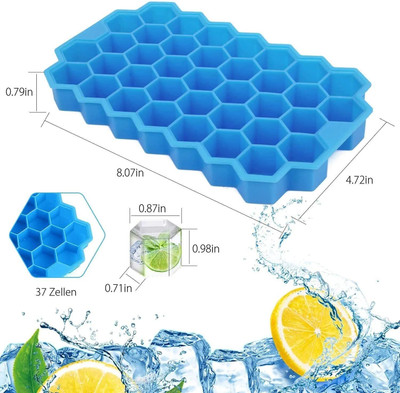 GLAMAXY 1 Pcs Ice Tray Flexible Silicone Honeycomb Shape 37 Cavity Ice Cube Tray Mold Multicolor Silicone Ice Cube Tray(Pack of1)