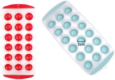 AlexVyan 2 Pcs Red & Blue 18 * 2 Cavity Pop Up Ice Cube Tray Red, Blue Plastic, Silicone Ice Cube Tray(Pack of2)