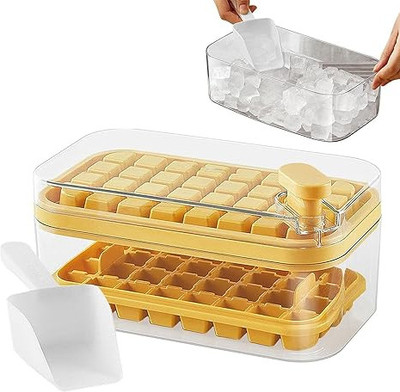 MG Tranding Yellow Plastic Ice Cube Tray(Pack of1)