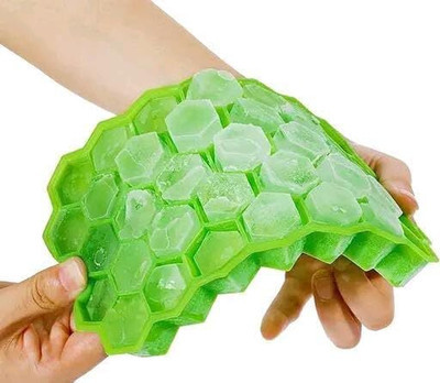 MAHAKAL TRADERS Ice Cube Box for Home Ice Cubes Silicon Tray for Freezer Ice Mould Tray Fridge Green Silicone Ice Cube Tray(Pack of1)