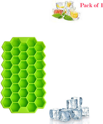 Smiling Cart Flexible Honeycomb Shape Kitchen Green Silicone Ice Cube Tray 1Pcs Green Silicone Ice Cube Tray(Pack of1)