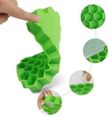 DHONI Flexible Ice Cube Trays, 2 Big Square and 1 Hexagonal Stackable Ice Cube Molds Multicolor Silicone Ice Cube Tray(Pack of1)
