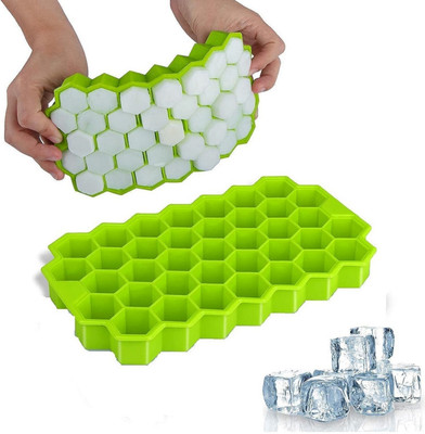 HM EVOTEK 37 Cavity Ice Cube Mould Tray, Flexible Silicone Shape Honeycomb for Freezer Multicolor Silicone Ice Ball Tray(Pack of2)