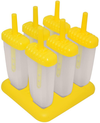 KARP Set of 6 Reusable Ice Pop Makers Popsicle Mold Yellow Plastic Ice Cube Tray(Pack of1)