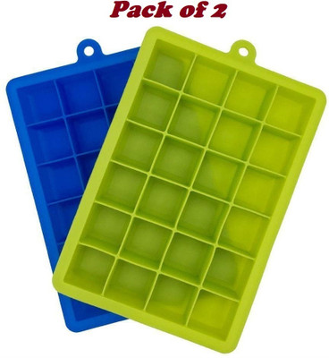 Homzview 2 Pcs BPA Free Silicone Ice Cube Trays 24 Cavity ice cube maker tray Blue, Green Silicone Ice Cube Tray(Pack of2)