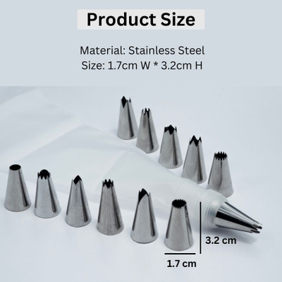 KERFORA Daiwik Enterprise Stainless Steel Multi-opening Icing Nozzle(Silver Pack of 12)