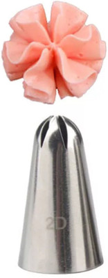 Bakewareind 2d Nozzle Medium Size Stainless Steel Quick Flower Icing Nozzle(Silver Pack of 1)