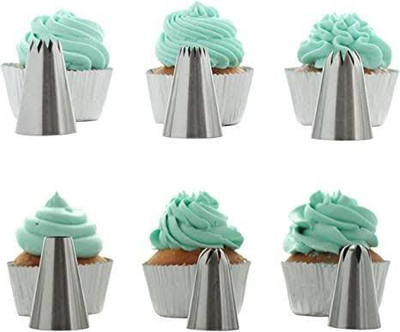 kyamison 6 Pc Combo Set Of Nozzles Pastry Tip Fondant Cake Decorating Tip Stainless Steel Stainless Steel Multi-opening Icing Nozzle(Steel Pack of 6)