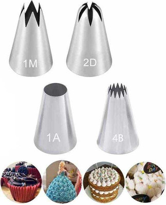 kyamison 1M 2D 1A 4B Nozzle Stainless Steel Multi-opening Icing Nozzle(Steel Pack of 4)