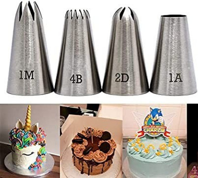 kyamison 1M+2D+4B+1A Nozzle Stainless Steel Quick Flower Icing Nozzle(Steel Pack of 4)