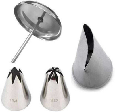 kyamison 1M 2D 127 & 1 Flower Nail Rose stand Stainless Steel Multi-opening Icing Nozzle(Steel Pack of 4)