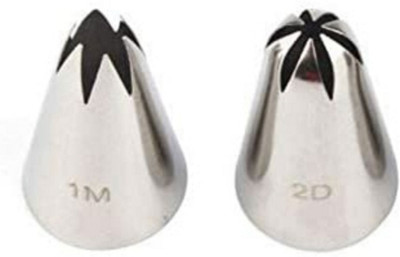SHOAIB 2D 1M Stainless Steel Quick Flower Icing Nozzle(Silver Pack of 2)
