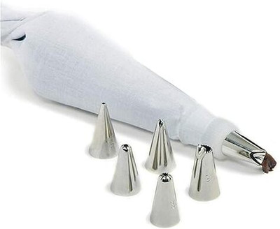 SUKHAD 12 Piece Cake Decorating Set Frosting Icing Piping Bag Tips with Steel Nozzles Steel Round Icing Nozzle(Silver Pack of 1)