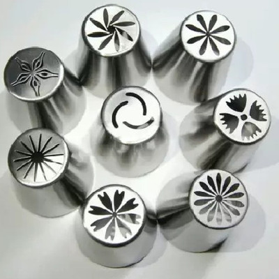 Vinayakart VTA15K51044 Steel Multi-opening Icing Nozzle(Silver Pack of 8)