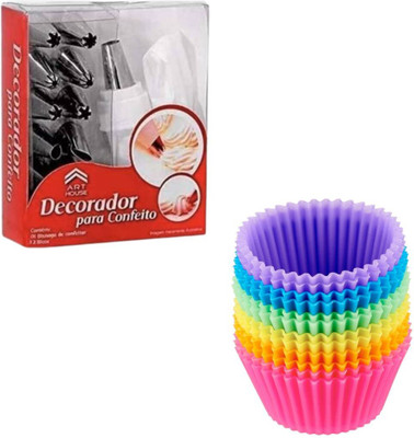 Naama Decorating Set with Professional Icing Decorator & 12 Silicone Cupcake Molds Cupcake Decoration Icing Set(Set of 27)