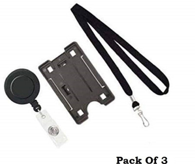 NSSP Plastic ID Badge Holder, Lanyard, ID Badge Reel(Pack of 3)