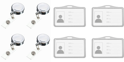 LRS Aluminum, Steel ID Badge Holder, ID Badge Reel(Pack of 4)
