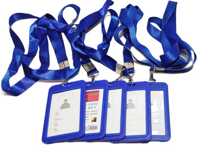 Ang Plastic ID Badge Holder, Lanyard(Pack of 5)