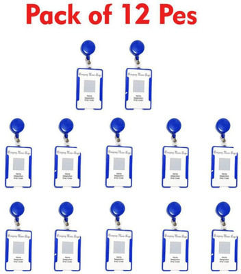 DREAM CHOICE Plastic ID Badge Holder, ID Badge Reel(Pack of 12)