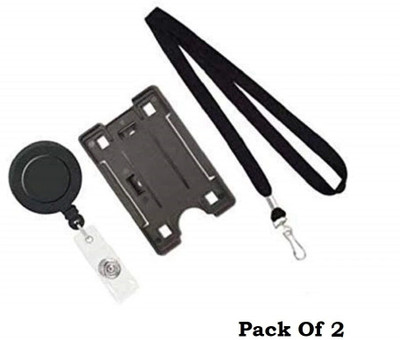 NSSP Plastic ID Badge Holder, Lanyard, ID Badge Reel(Pack of 2)