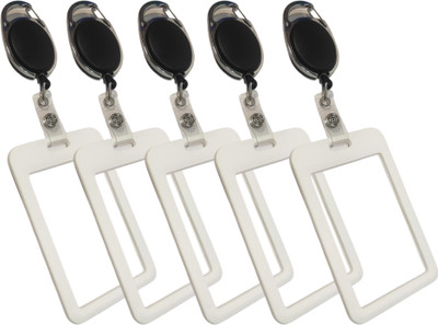 Ang Plastic ID Badge Holder, ID Badge Reel(Pack of 5)