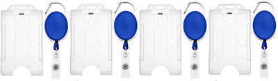 Ang Plastic ID Badge Holder, ID Badge Reel(Pack of 4)