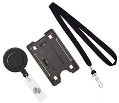 JSMSH Plastic ID Badge Holder, Lanyard(Pack of 2)